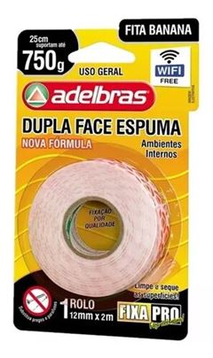 ADELBRAS - FITA DUPLA FACE ESPUMA  2MX12MM